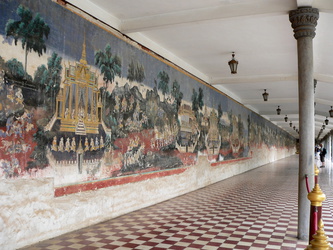 Phnom Penh - Wandmalerei an der Silberpagode